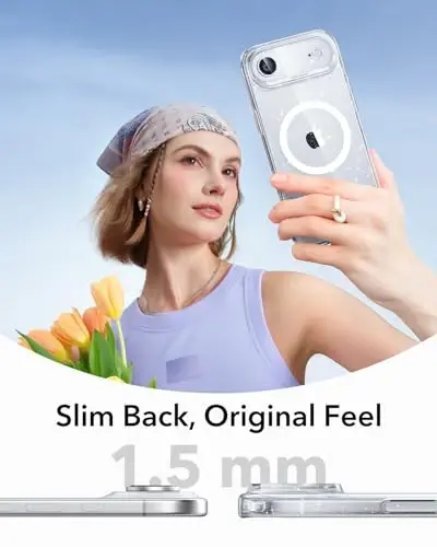 ESR for iPhone Air Case, Camera Control, Compatible with MagSafe, Shockproof Military-Grade Protection, Magnetic Phone Case for iPhone 17 Air Case, Clear Shimmer - 6