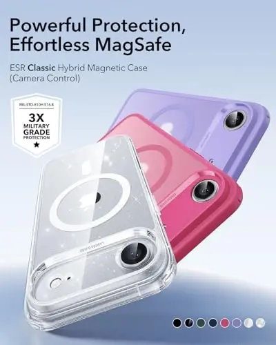 ESR for iPhone Air Case, Camera Control, Compatible with MagSafe, Shockproof Military-Grade Protection, Magnetic Phone Case for iPhone 17 Air Case, Clear Shimmer - 2