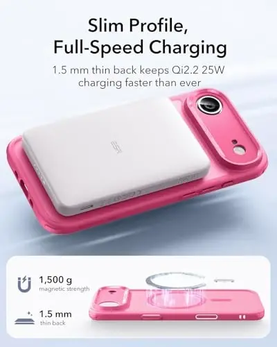 ESR for iPhone Air Case, Camera Control, Compatible with MagSafe, Shockproof Military-Grade Protection, Magnetic Phone Case for iPhone 17 Air Case, Frosted Pink - 4