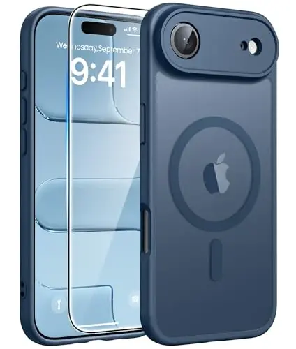 FNTCASE for iPhone Air Case: [Compatible with Magsafe] Translucent Matte Cases with [Full Camera Protection] [Screen Protector] Military Grade Shockproof Protective Phone Cover - Blue - FNTCASE