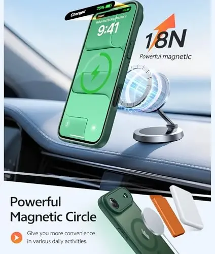 FNTCASE for iPhone Air Case: [Compatible with Magsafe] Translucent Matte Cases with [Full Camera Protection] [Screen Protector] Military Grade Shockproof Protective Phone Cover - Green - 3