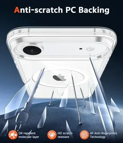 FNTCASE for iPhone Air Case Clear: Magnetic Phone Cases with Screen Protector Drop Proof Compatible with Magsafe Slim Anti Yellowing Rugged Protective Transparent Cell Phone Cover (A-Clear) - 5