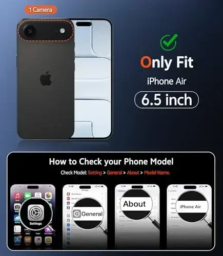 FNTCASE for iPhone Air Case: Clear Anti Yellowing Magnetic Military Grade Drop Protection Cell Phone Cover - Rugged Shockproof Protective Bumper Transparent Phonecase (B-Black) - FNTCASE (1)