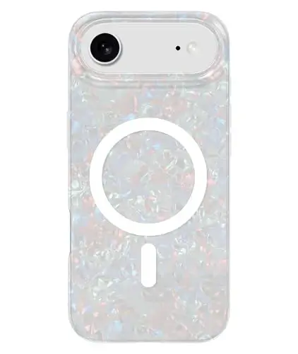 LONLI Hue for iPhone Air Case - White Pearl Tort Shockproof Magnetic Phone Cover - [Compatible with Magsafe] - Elegant, Unique and Aesthetic for Women and Girls - 1