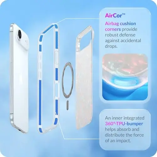 LONLI Hue for iPhone Air Case - White Pearl Tort Shockproof Magnetic Phone Cover - [Compatible with Magsafe] - Elegant, Unique and Aesthetic for Women and Girls - 4