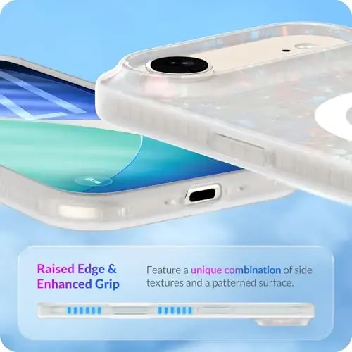 LONLI Hue for iPhone Air Case - White Pearl Tort Shockproof Magnetic Phone Cover - [Compatible with Magsafe] - Elegant, Unique and Aesthetic for Women and Girls - 5