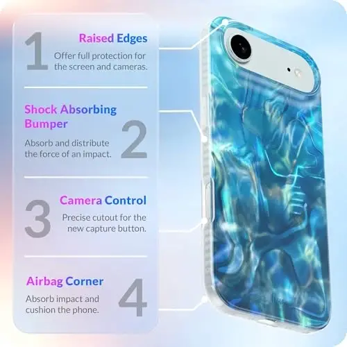 LONLI Hue for iPhone Air Case - Ocean Waves Shockproof Phone Cover - [Shock-Absorbent Bumper] - Cute, Unique and Aesthetic - 6
