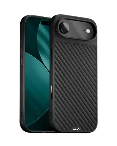 iPhone Air Kılıfı için Mous, MagSafe Uyumlu - Limitless - iPhone Air için Koruyucu Karbon Fiber Kapak - Darbeye Dayanıklı, Tam Kamera Koruması, Çizilmeye Karşı Dayanıklı Arka Yüzey, Siyah 