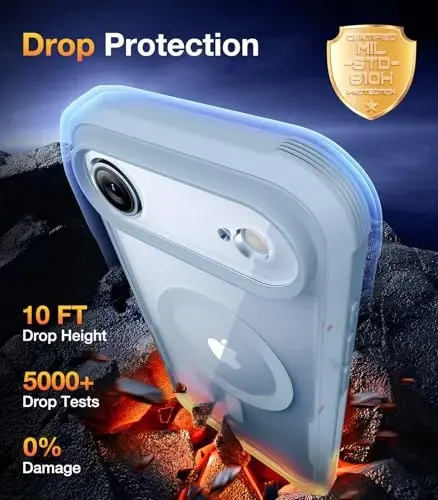 Diaclara Magnetic Designed for iPhone Air Case Full Body Bumper,[Compatible with MagSafe] Military Drop Proof Cover with Built-in Touch Sensitive Anti-Scratch Screen Protector for iPhone 17 Air Blue - 3
