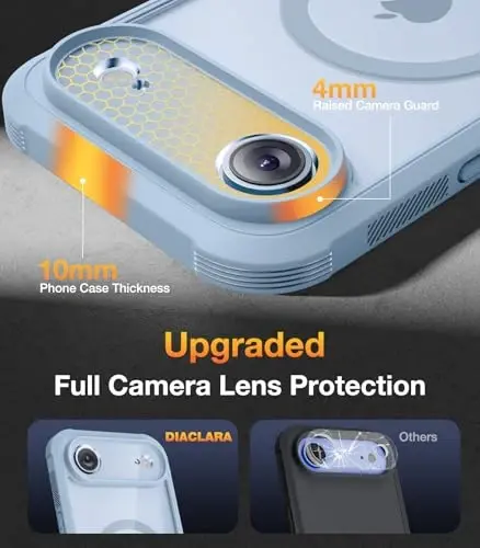 Diaclara Magnetic Designed for iPhone Air Case Full Body Bumper,[Compatible with MagSafe] Military Drop Proof Cover with Built-in Touch Sensitive Anti-Scratch Screen Protector for iPhone 17 Air Blue - 7