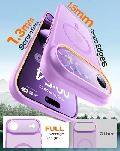 TOCOL for iPhone Air Case, Compatible with Magsafe Charger, Full Camera Protection, Drop Protection, Translucent Matte Phone Case for iPhone 17 Air 6.5 inch (Light Purple) - 4