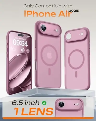 TOCOL for iPhone Air Case, Full Camera Protection, Built-in Magnetic Ring, Compatible with Magsafe Charger, Drop Protection, Translucent Matte Phone Case for iPhone 17 Air 6.5 inch (Lilac Purple) - 5