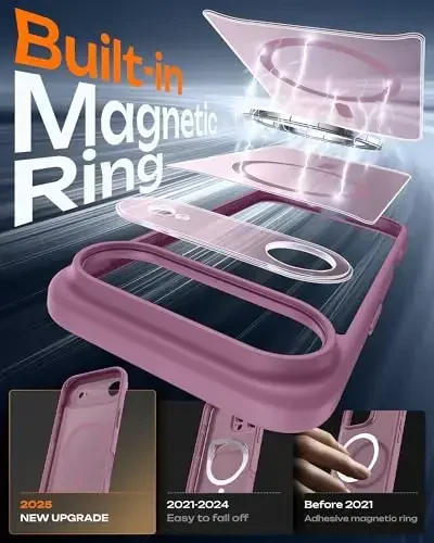 TOCOL for iPhone Air Case, Full Camera Protection, Built-in Magnetic Ring, Compatible with Magsafe Charger, Drop Protection, Translucent Matte Phone Case for iPhone 17 Air 6.5 inch (Lilac Purple) - 2