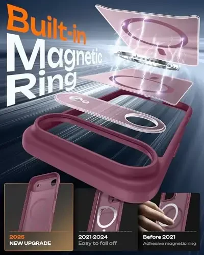 TOCOL for iPhone Air Case, Full Camera Protection, Built-in Magnetic Ring, Compatible with Magsafe Charger, Drop Protection, Translucent Matte Phone Case for iPhone 17 Air 6.5 inch (Lilac Purple) - 2