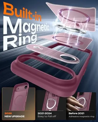 TOCOL for iPhone Air Case, Full Camera Protection, Built-in Magnetic Ring, Compatible with Magsafe Charger, Drop Protection, Translucent Matte Phone Case for iPhone 17 Air 6.5 inch (Lilac Purple) - 2