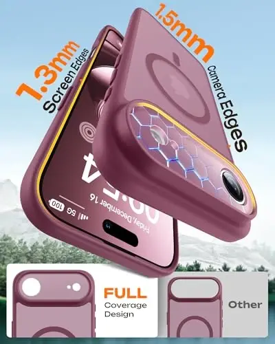 TOCOL for iPhone Air Case, Compatible with Magsafe Charger, Full Camera Protection, Drop Protection, Translucent Matte Phone Case for iPhone 17 Air 6.5 inch (Plum) - 4