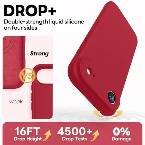 Vooii Magnetic for iPhone Air Case, Compatible with Magsafe (Premium Liquid Silicone) (Integrated Camera Control Button) Anti-Scratch Microfiber Lining for iPhone 17 Air 6.5 inch, Red - 4