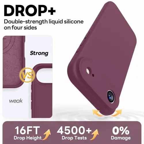 Vooii Magnetic for iPhone Air Case, Compatible with Magsafe (Premium Liquid Silicone) (Integrated Camera Control Button) Anti-Scratch Microfiber Lining for iPhone 17 Air 6.5 inch, WineRed - 4