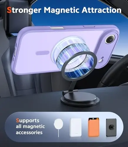 FNTCASE for iPhone Air Case Matte: Magnetic Phone Cases with Screen Protector Compatible with Magsafe Slim Anti Yellowing Rugged Shockproof Protective Translucent Cell Phone Cover (C-Purple) - 4