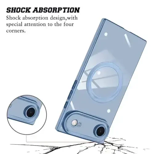 KANGHAR Case Designed for iPhone Air Magnetic [Compatible with MagSafe] Luxury Cute Plating Design Case Full-Body Anti-Scratch Shockproof Bumper Protective Cover Blue - 2