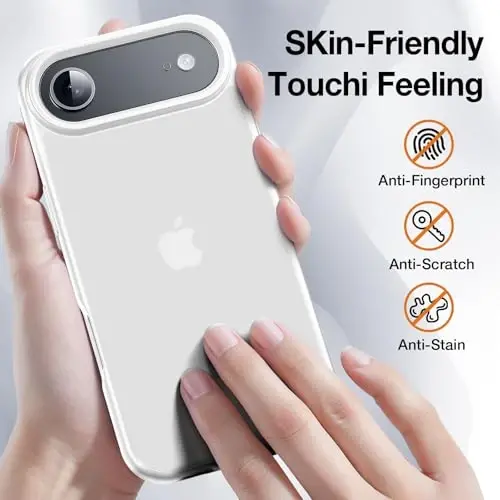 Yriklso 3 in 1 for iPhone Air Phone Case,1X Screen Protector +1X Camera Lens,Shockproof for iPhone Air Case, Military Grade Drop Protection, Protective Hard Back Slim Translucent Case, White - YRIKLSO (1)