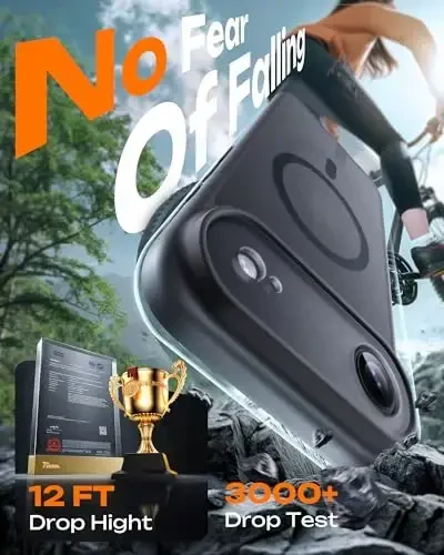 iPhone Air uchun TOCOL g'ilofi, Magsafe bilan mos, to'liq kamera himoyasi, o'rnatilgan magnit halqa, tushishdan himoya, yupqa shaffof matli telefon g'ilofi iPhone Air uchun (qora) - 3
