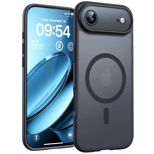 iPhone Air uchun TOCOL g'ilofi, Magsafe bilan mos, to'liq kamera himoyasi, o'rnatilgan magnit halqa, tushishdan himoya, yupqa shaffof matli telefon g'ilofi iPhone Air uchun (qora) - 6