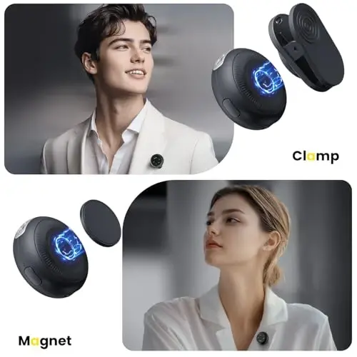 Wireless Lavalier Microphone for iPhone Android, 2in1 Magnetic & Clamp Lapel, Banxye Ultra-light 1 Click Noise Cancelling Studio Sound, Lapel Mic for Video Recording, Streaming, Youtube, Tiktok, Beige - 5