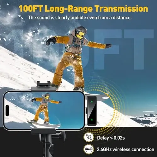 VEZQUA Wireless Lavalier Microphone for iPhone, Android, PC, Laptop - USB C Mini Microphone with Noise Cancellation for Video Recording, Vlog, YouTube, TikTok (USB C + Charging Case) - 6