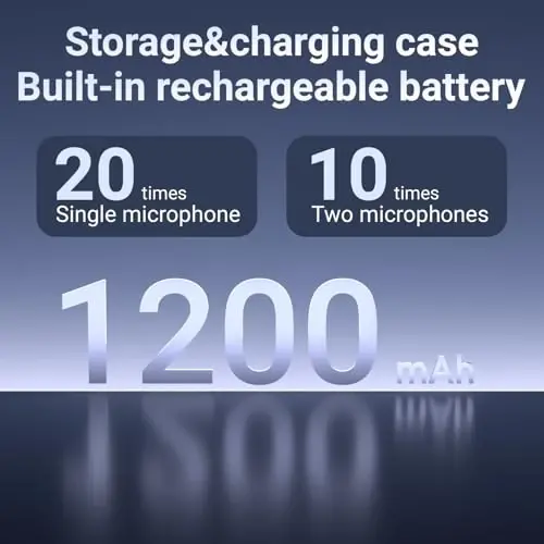 iPhone, Android telefon uchun 2 dona simsiz mini lavalier mikrofon (2 tasi 1 da) g'ilof bilan - 65 fut simsiz qisqichli ikkita mikrofon shovqinni kamaytirish bilan, video yozish, vlog, YouTube uchun 6 soatlik ishlash vaqti - 3