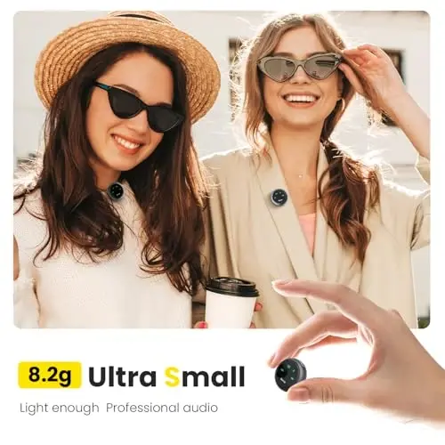 iPhone Android uchun simsiz lavalier mikrofon, 2in1 magnit va qisqichli yaka, Banxye ultra yengil 1 marta bosish bilan shovqinni bekor qilish studiya ovozi, video yozish, striming, Youtube, Tiktok, bej uchun yaka mikrofon - 4