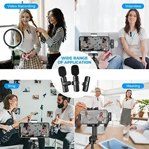 Moman Wireless Lavalier Microphone for iPhone, 2 Pack Clip on Microphones for Video Recording, Mini Phone Mic Interview for Vlog YouTube Tiktok, Wireless-lavalier Mic for iPhone 14/13/12/11/SE... - 6