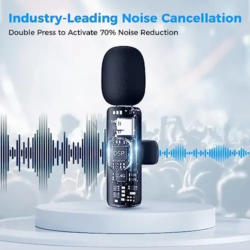 Moman Wireless Lavalier Microphone for iPhone, 2 Pack Clip on Microphones for Video Recording, Mini Phone Mic for Interview YouTube Tiktok - 3