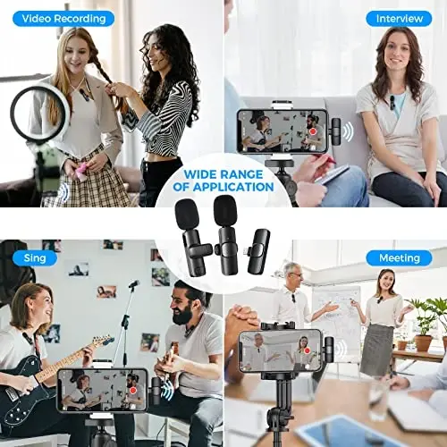 Moman Wireless Lavalier Microphone for iPhone, 2 Pack Clip on Microphones for Video Recording, Mini Phone Mic Interview for Vlog YouTube Tiktok, Wireless-lavalier Mic for iPhone 14/13/12/11/SE... - 6