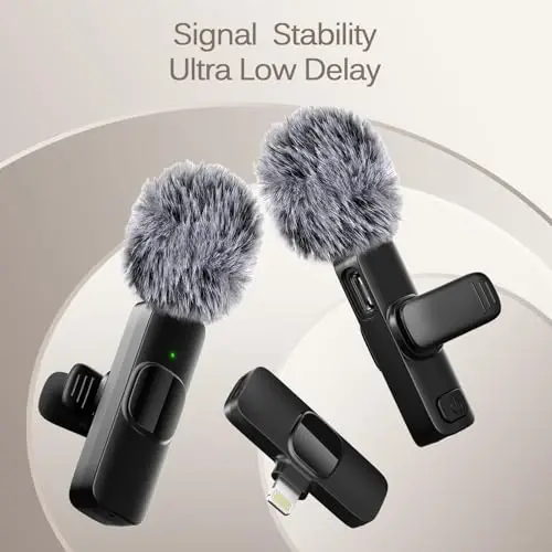 Professional Wireless Lavalier Lapel Microphone for iPhone, Mini Video Recording Mic for Interview Video Podcast Vlog YouTube & Livestream, Noise Reduction, Plug & Play (Lightning Port) - 2