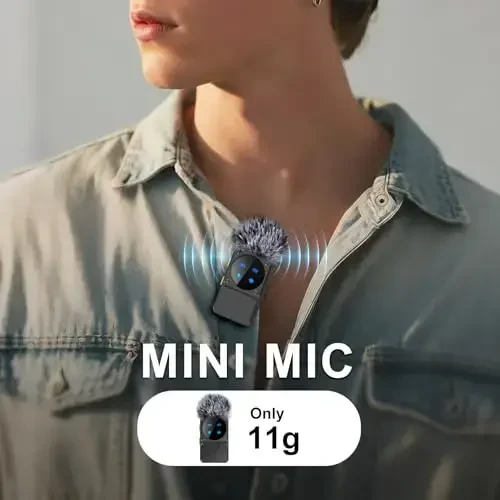 iPhone iPad Android uchun Lightning/USB-C ulagichli mini simsiz yelka mikrofoni, 80 soatlik shovqinni kamaytiruvchi yelka mikrofon, video, Tiktok, Youtube, Vlog uchun Omni Lav mikrofon - Modazone (1)