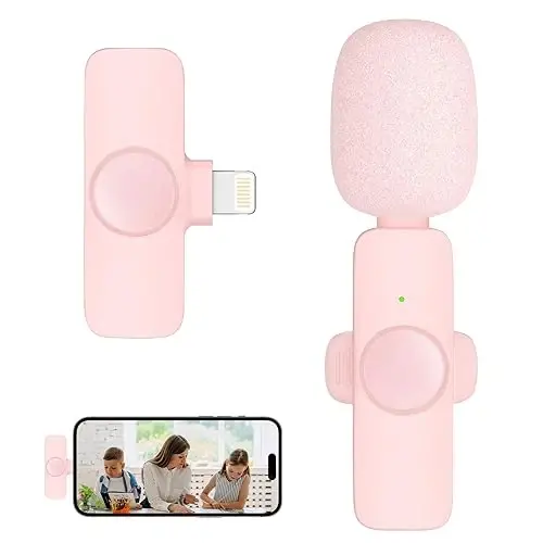 Caiord Professional Wireless Lavalier Microphone for iPhone iPad Android, Cordless Omnidirectional Clip Mic, Plug-Play Microphone for Interview Video Podcast Vlog YouTube 