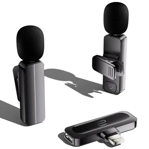 2 Pack Wireless Mini Lavalier Lapel Microphone for iPhone,iPad(Lightning) - 65ft Cordless Clip on Dual Mics with Noise Reduction 6H Working Time for Video Recording Vlogging, YouTube, Interview - BULATRY