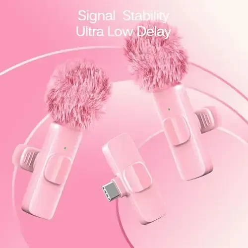 iPhone, iPad, mini video yozuv mikrofonlari uchun simsiz Lavalier mikrofon, intervyu video podcast vlog YouTube & Livestream uchun shovqinni kamaytirish, Plug & Play (Pushti Type C & Lightning Port) - 4