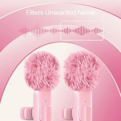 iPhone, iPad, mini video yozuv mikrofonlari uchun simsiz Lavalier mikrofon, intervyu video podcast vlog YouTube & Livestream uchun shovqinni kamaytirish, Plug & Play (Pushti Type C & Lightning Port) - 5