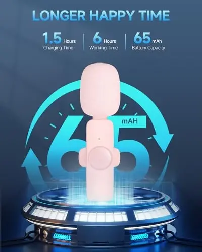 iPhone iPad uchun professional simsiz lavalier mikrofon (iPhone 14 va undan pastrog'i uchun), simsiz ko'p yo'nalishli qisqichli mikrofon, intervyu video podcast vlog YouTube uchun Plug-Play mikrofon - 7