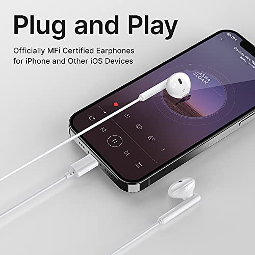 iPhone Kulaklıkları, iPhone 13 14 12 Pro Max için Kablolu Lightning Kulaklıklar MFi Sertifikalı Lightning Kulak İçi Mikrofonlu ve Ses Kontrolü ile 11 XR SE - 3