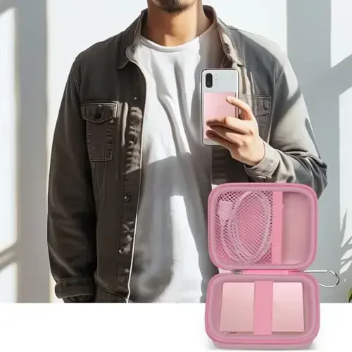 iPhone Power Bank sayohat Holder batareyasi Pack, USB zaryadlash kabeli va Boshqa Aksessuarlar uchun debriyaj - Pro Portable zaryadlovchi bilan Case Compatiable (Faqat Box) pushti - 6