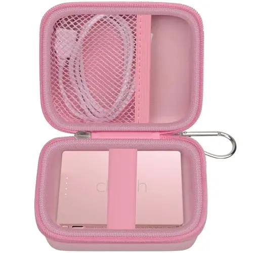 iPhone Power Bank sayohat Holder batareyasi Pack, USB zaryadlash kabeli va Boshqa Aksessuarlar uchun debriyaj - Pro Portable zaryadlovchi bilan Case Compatiable (Faqat Box) pushti - ANKHOH