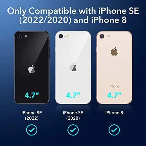 ESR for iPhone SE (2022) Case, iPhone SE (2020) and iPhone 8, Military-Grade Protection, Shock-Absorbing Corners, Yellowing-Resistant Back, Phone Case for SE 3/2, Air Armor Case, Clear Black - 2