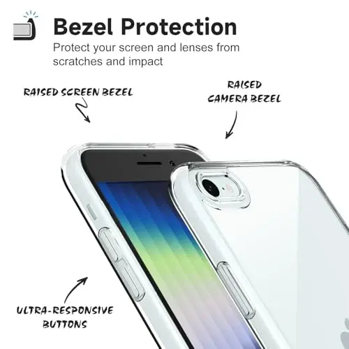 iPhone SE 2022/2020/7/8 Kılıfı Şeffaf, Transparan Hibrit SE Telefon Kılıfı [Sert Plastik & Yumuşak Silikon Tampon] Akrilik Sararmayan İnce Koruyucu Kapak, Kristal Berraklığında - 4