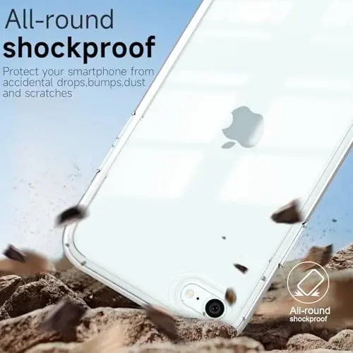 iPhone SE 2022/2020/7/8 Kılıfı Şeffaf, Transparan Hibrit SE Telefon Kılıfı [Sert Plastik & Yumuşak Silikon Tampon] Akrilik Sararmayan İnce Koruyucu Kapak, Kristal Berraklığında - 6