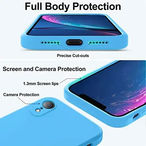 Vooii Compatible with iPhone XR Case, Upgraded Liquid Silicone with [Flat Edges] [Camera Protection] [Soft Anti-Scratch Microfiber Lining] Phone Case for iPhone 10 XR 6.1 inch - Blue - 4