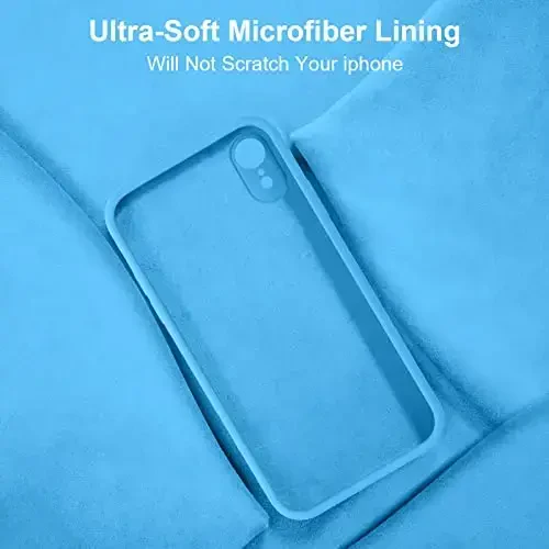 Vooii Compatible with iPhone XR Case, Upgraded Liquid Silicone with [Flat Edges] [Camera Protection] [Soft Anti-Scratch Microfiber Lining] Phone Case for iPhone 10 XR 6.1 inch - Blue - 8