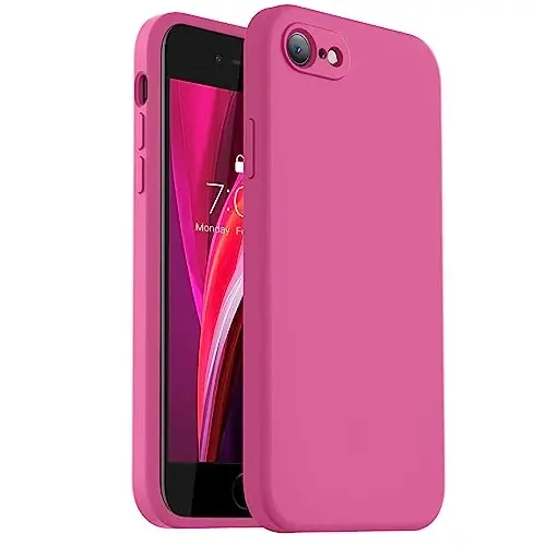 Vooii for iPhone SE Case 2022/3rd/2020,iPhone 8/7 Case, Upgraded Liquid Silicone with [Flat Edges] [Camera Protection] [Soft Anti-Scratch Microfiber Lining] Phone Case for iPhone SE - Pitaya - 1